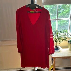 Three Eighty Two Elegant Red V-Neck Mini Dress NWOT